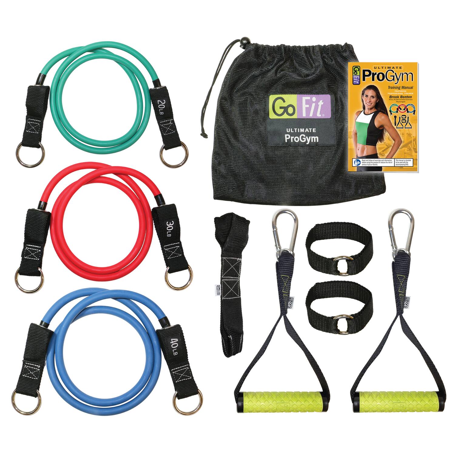 GoFit - Ultimate ProGym Resistance Bands Kit, Training DVD Included - Multi-Color