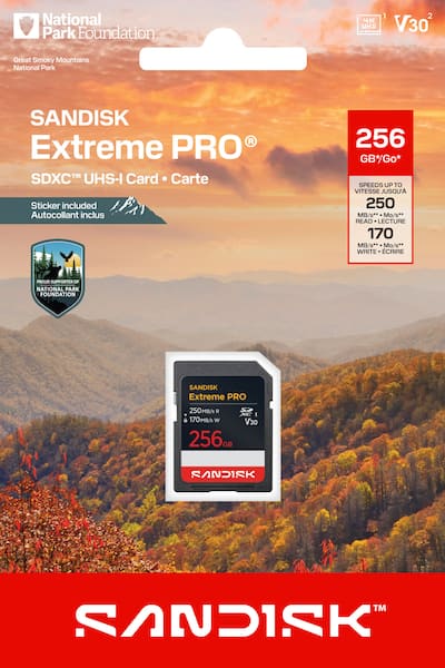 SANDISK 256GB Extreme PRO SDXC UHS I Memory Card: National Park SANDISK 256GB Extreme PRO SDXC UHS I Memory Card: National Park