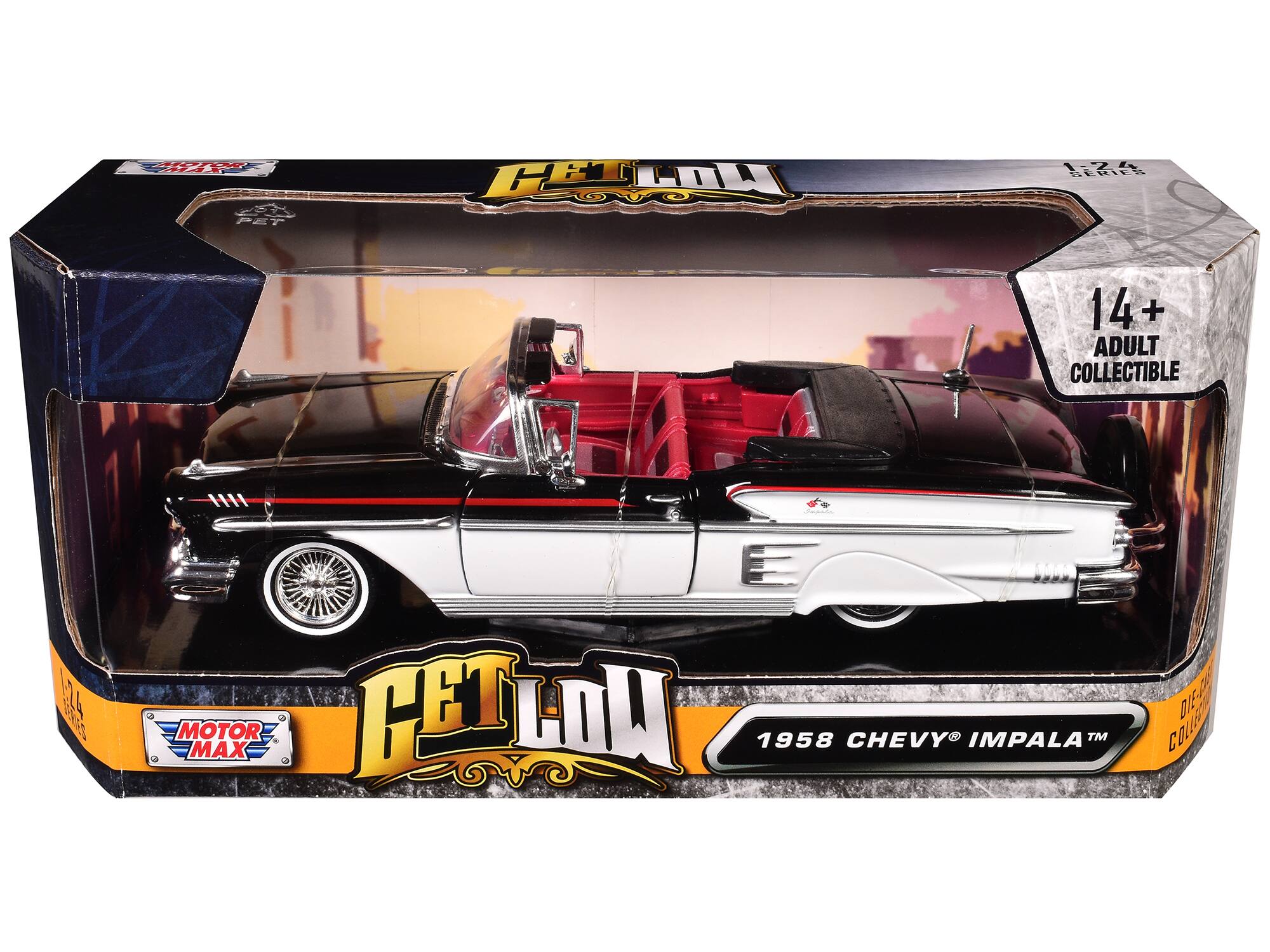 1:24  
14+ ADULT COLLECTIBLE  
1958 CHEVY IMPALA  
MOTOR MAX