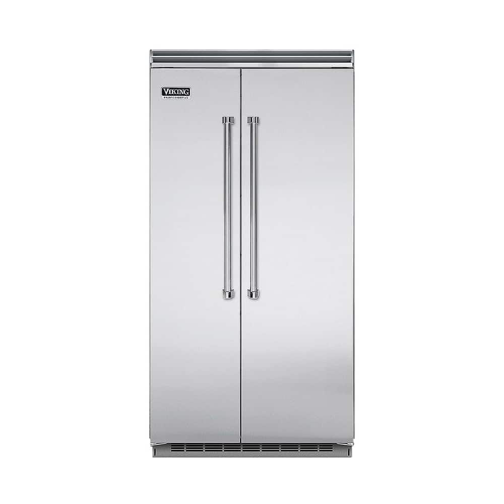 Front. Viking - Professional 5 Series Quiet Cool 25.3 Cu. Ft. Side-by-Side Built-In Refrigerator - Stainless Steel.