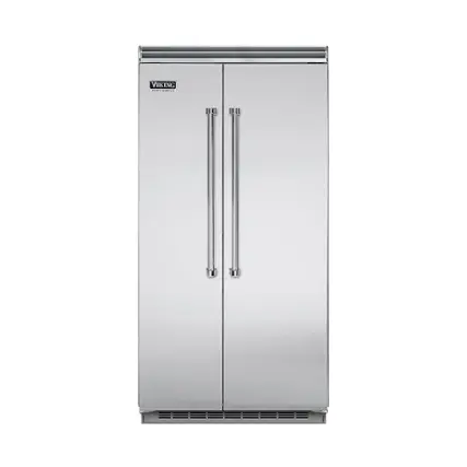 Front. Viking - Professional 5 Series Quiet Cool 25.3 Cu. Ft. Side-by-Side Built-In Refrigerator - Stainless Steel.