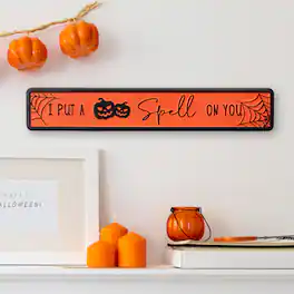 Northlight - "I Put a Spell on You" Metal Halloween Wall Sign - 20" - Orange