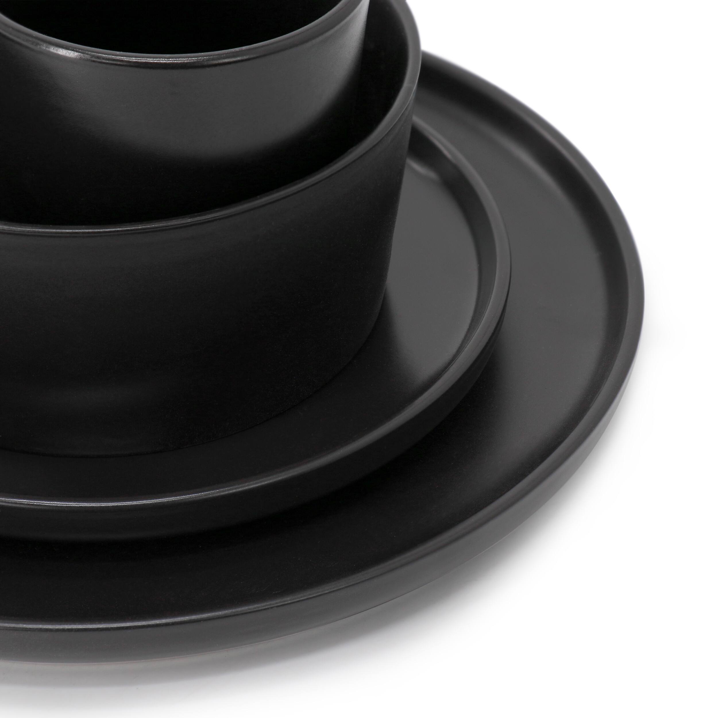 Alt View 3. Elama - Elama Luxmatte Black 16 Piece Dinnerware Set - Black.