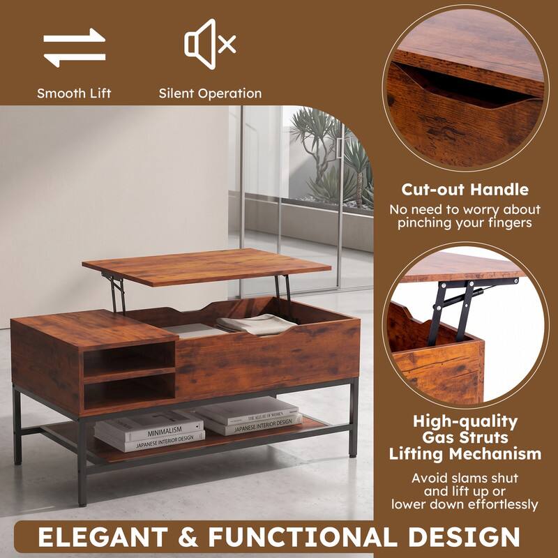 Smooth Lift  
Silent Operation  

Cut-out Handle  
No need to worry about pinching your fingers  

JAPANESE INTERIOR DESIGN  
High-quality MINIMALISM  
Gas Struts  
Lifting Mechanism  
Avoid slams shut and lift up or lower down effortlessly  

ELEGANT & FUNCTIONAL DESIGN