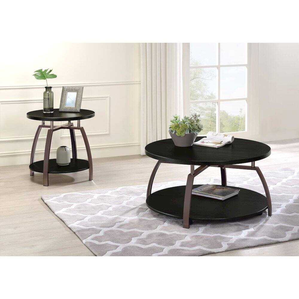 Alt View 1. Coaster Co. of America - Dacre 2-piece Round Coffee and End Table Set Dark Charcoal - Grey.
