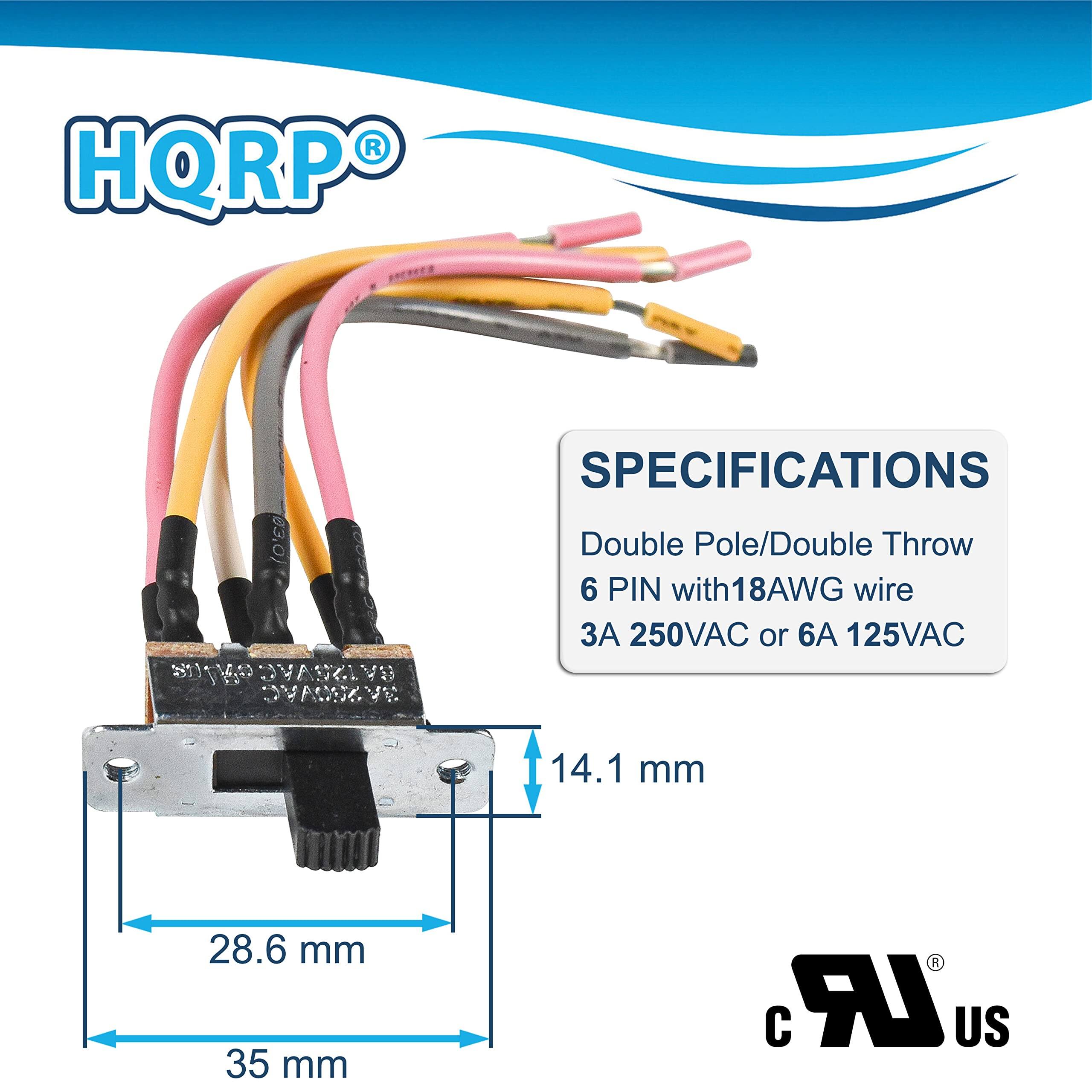 HQRP 03.0) 9n/708e RVISeAve SK.L vU SVStRArC VE SPECIFICATIONS Double Pole/Double Throw 6 PIN with 18AWG wire 3A 250VAC or 6A 125VAC 14.1 mm 28.6 mm 35 mm C IR US