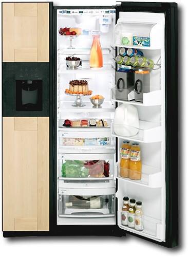 Front Standard. GE - Profile CustomStyle 22.7 Cu. Ft. Side-by-Side Refrigerator - Black-on-Black.