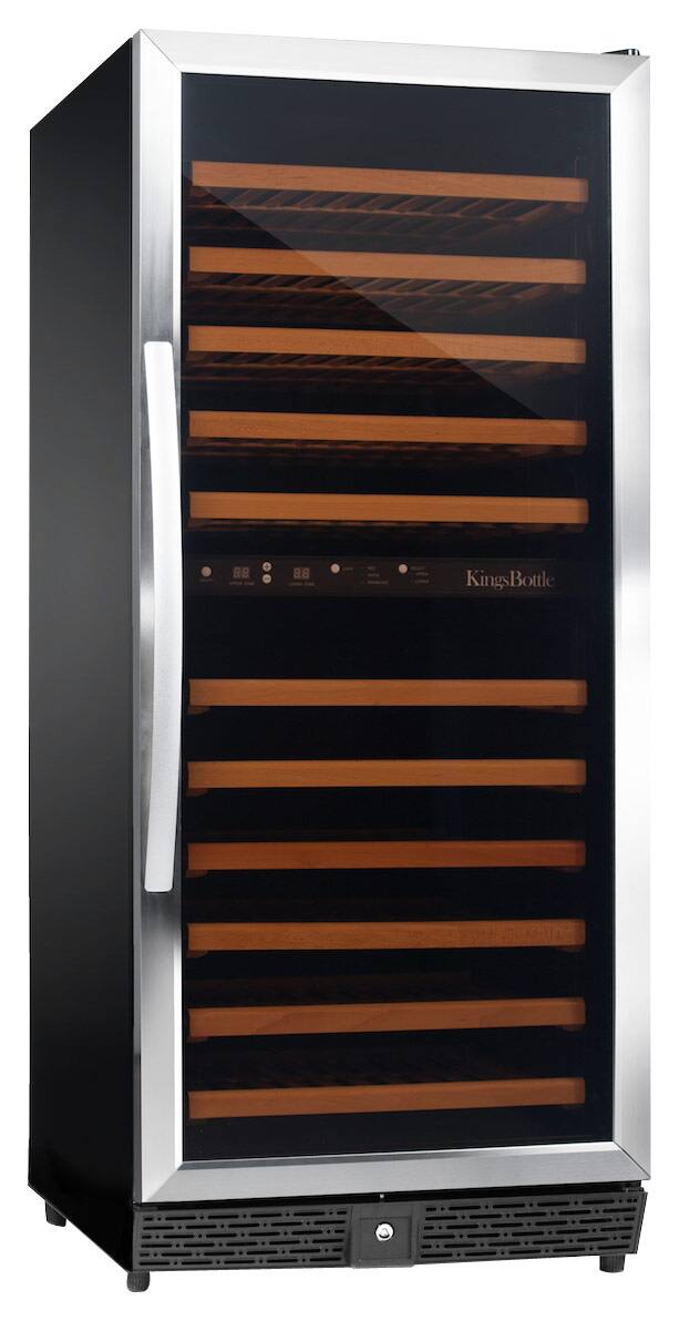 Front. KingsBottle - 120-Bottle Wine Cooler - Stainless steel.