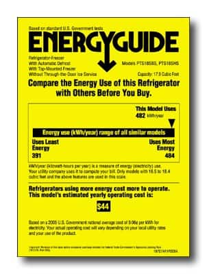 Energy Guide. GE - Profile 17.9 Cu. Ft. Frost-Free Top-Mount Refrigerator - Stainless-Steel.