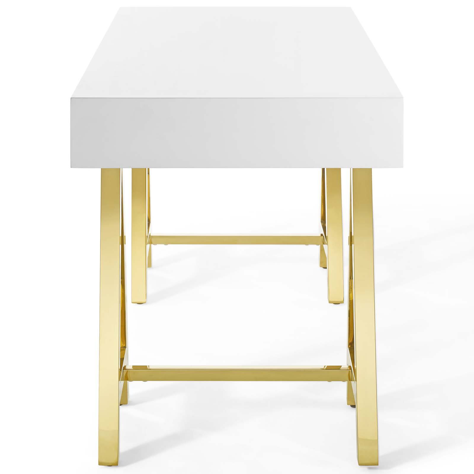 Back. Modway - Jettison Office Desk by Modway - Gold White.