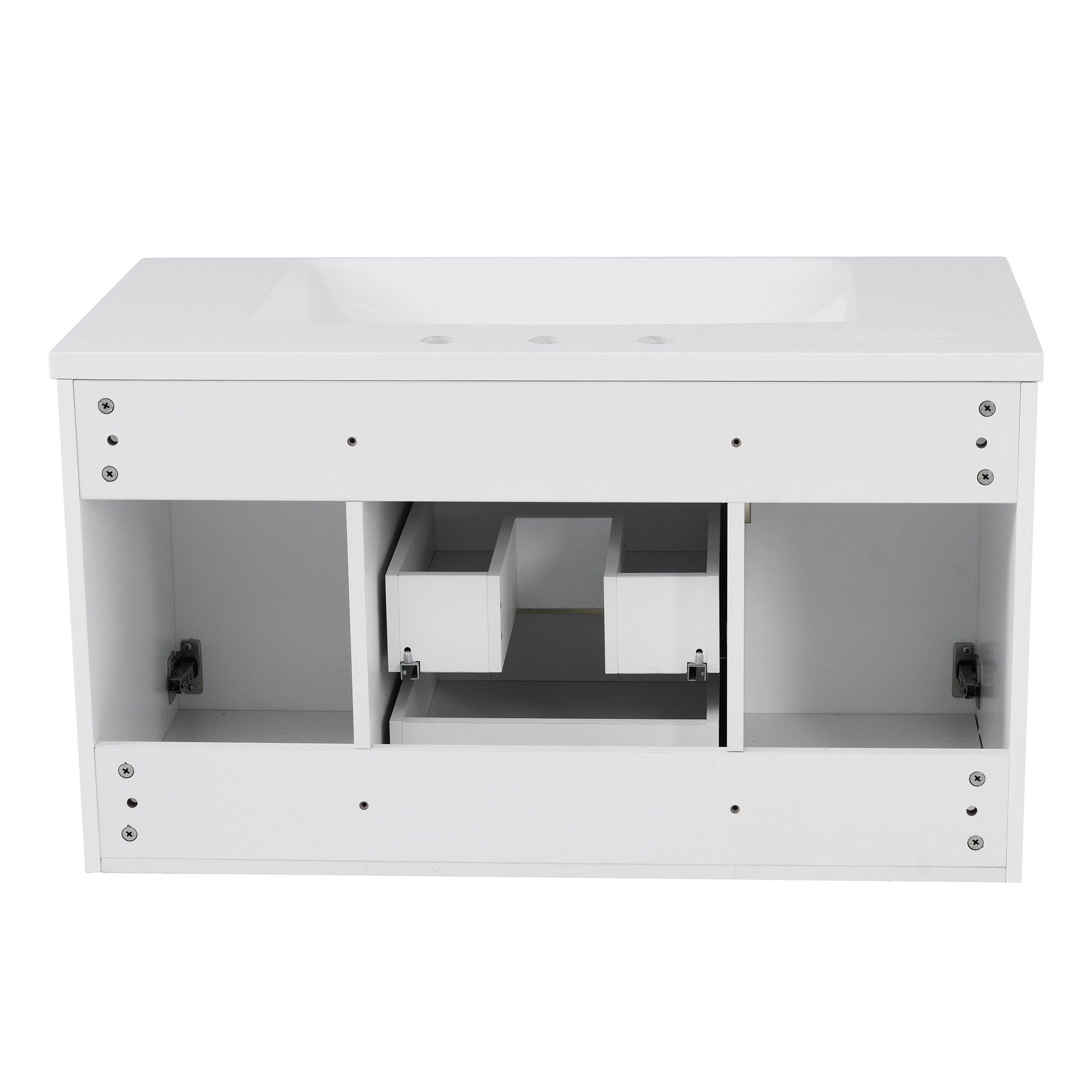 Alt View 2. Boyel Living - 36 Inch Wall Mounted Bathroom Vanity with Resin Sink Two Drawers White - White.