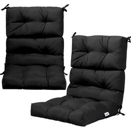 Costway - 2 PCS Outdoor Back Chair Cushion Tufted Pillow Patio Seating Pad - Black