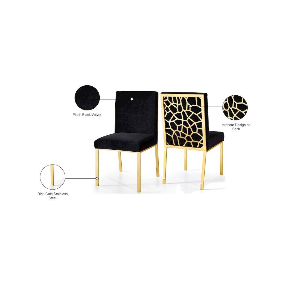 Plush Black Velvet  
Intricate Design on Back  
Rich Gold Stainless Steel