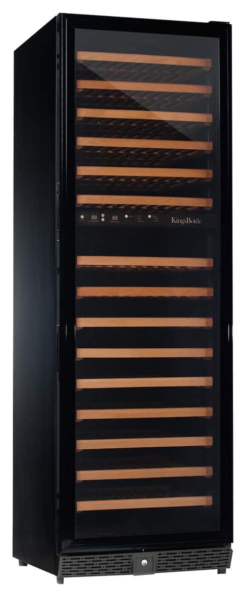 Front. KingsBottle - 170-Bottle Built-In Wine Cooler - Black.
