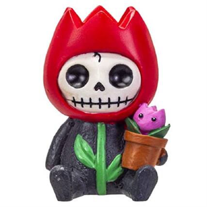 Front. Pacific Trading - Furrybones Tully Skeleton in Flower Costume Figurine - Red.