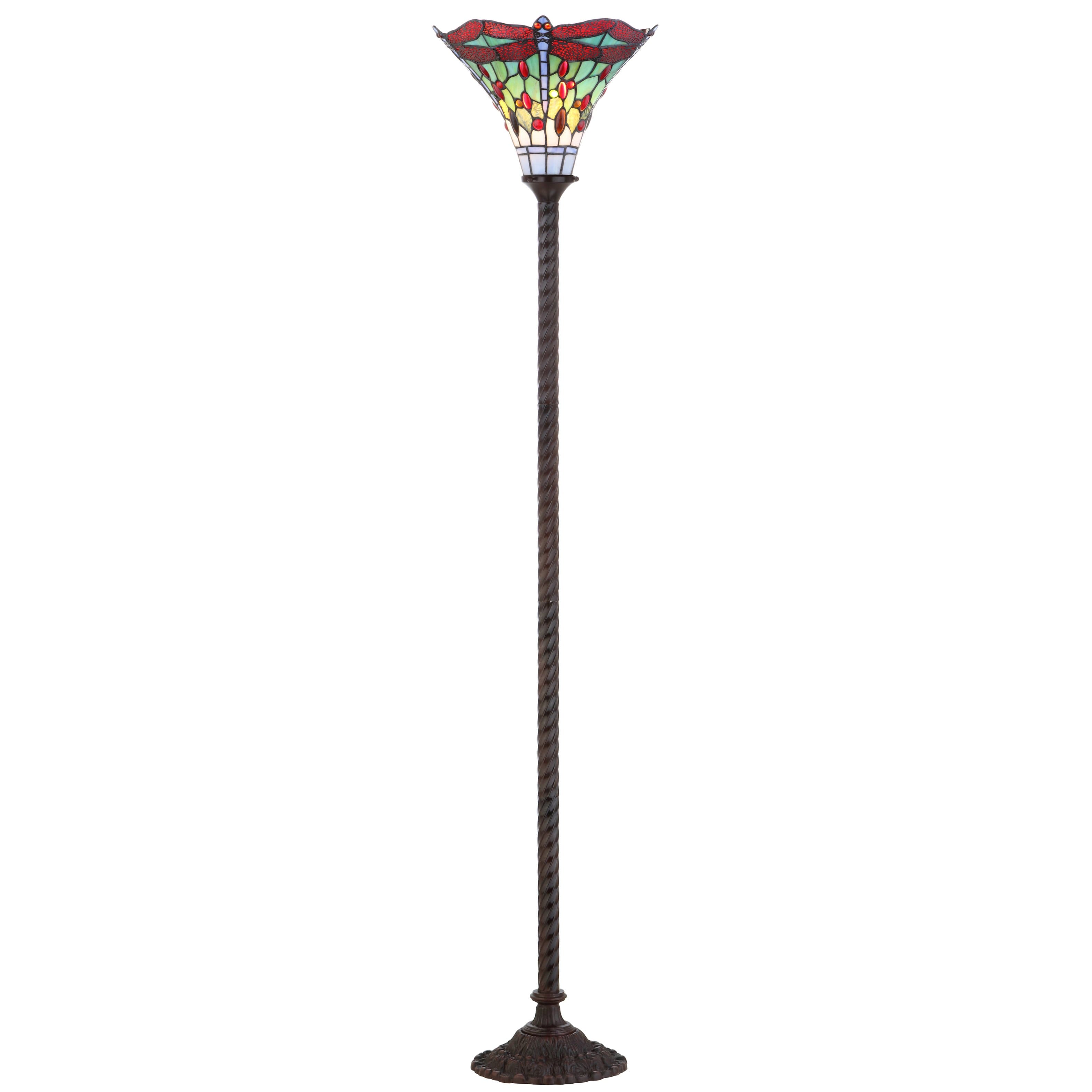 "Jonathan Y - Dragonfly Tiffany-Style 71"" Torchiere LED Floor Lamp, /Red - Bronze" price history on PriceWatchPro