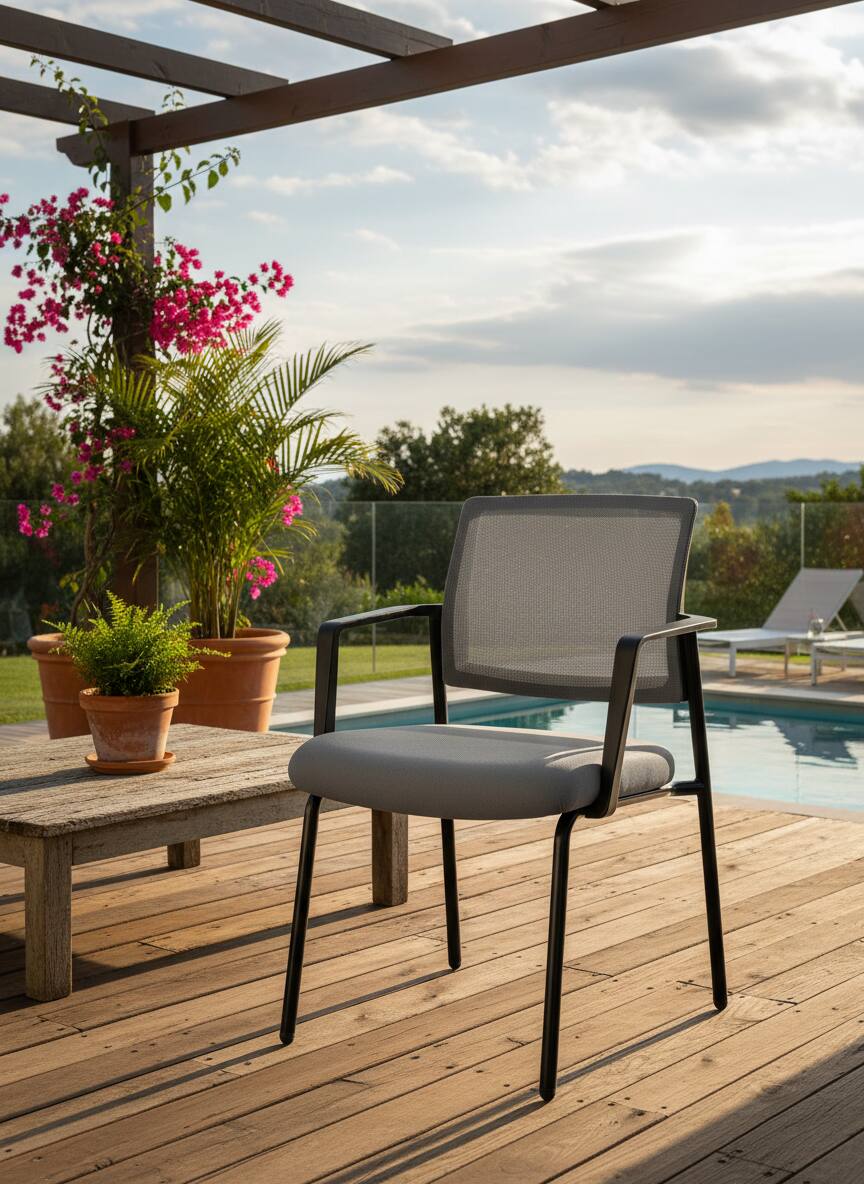 Alt View 6. AOITUN - Mesh Guest Chair with Arms, Stacking Reception Chair for Office Waiting Room, Breathable Back, Black Metal Frame - Gray.