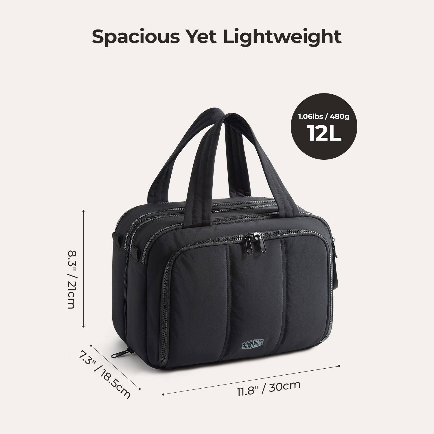 Spacious Yet Lightweight

1.06lbs / 480g 12L

8.3" / 21cm

7.3" / 18.5cm

11.8" / 30cm