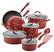 Angle. Rachael Ray - Cucina 12-Piece Nonstick Cookware Set - Espresso/Cranberry Red.