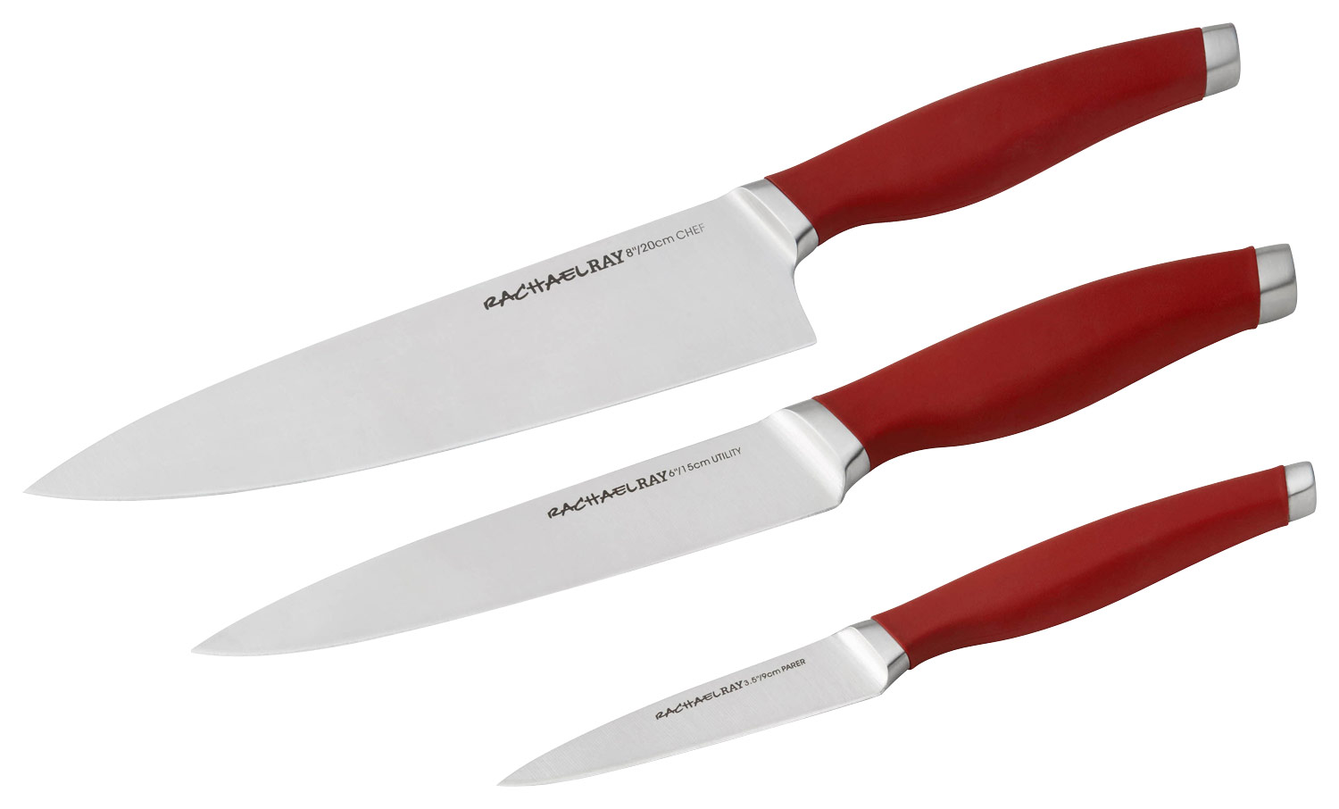 Best Buy: Rachael Ray Cucina 3-Piece Knife Set Silver/Cranberry Red 54980