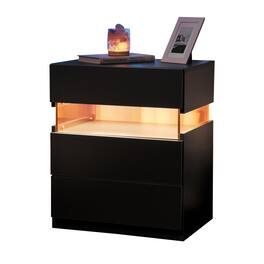 Tiramisubest - 3-Drawer LED Nightstand with Acrylic Board,LED Bedside Table for Bedroom & Living Room - Black
