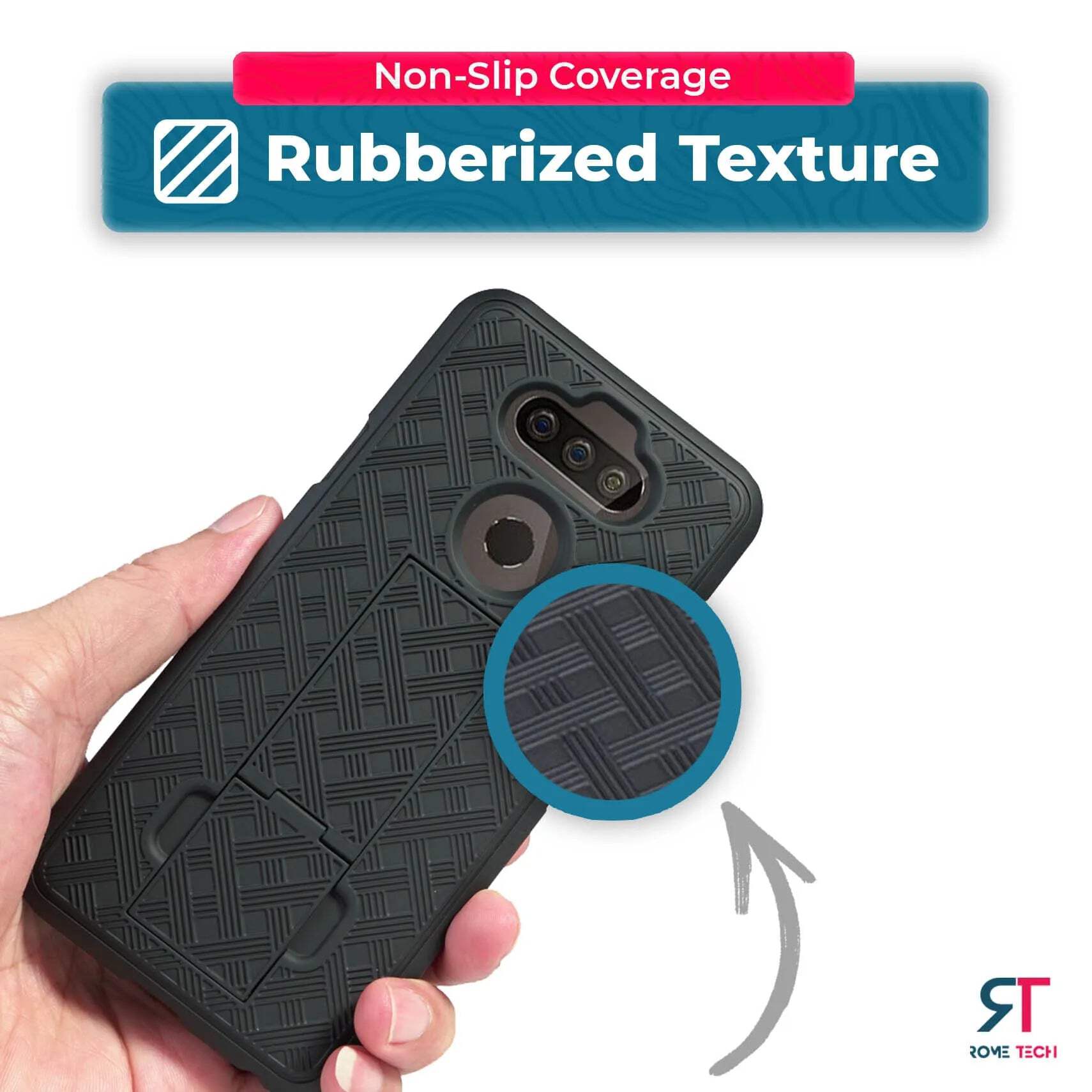 Non-Slip Coverage  
Rubberized Texture