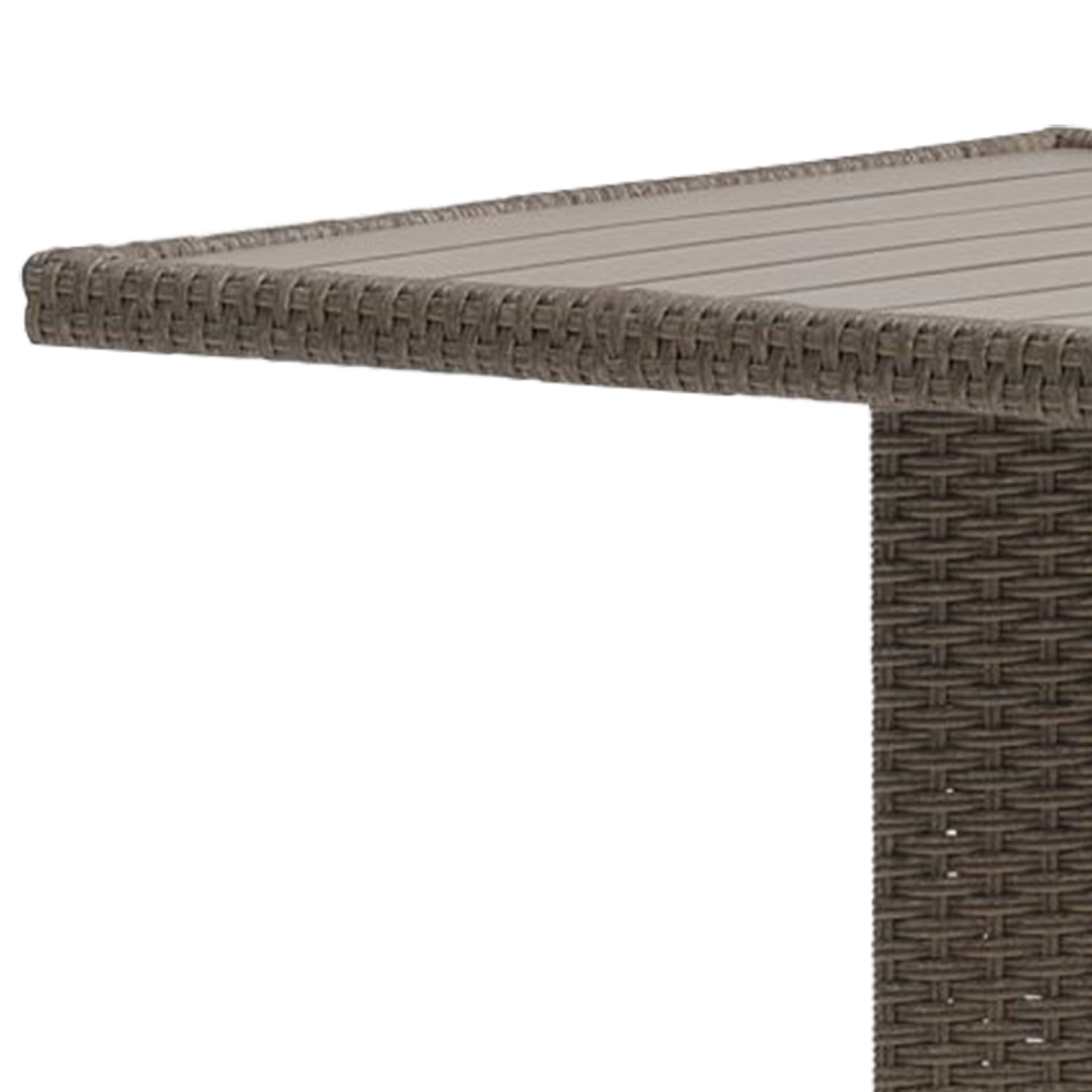 Alt View 1. Manhattan Lane - Nia Bistro Outdoor Table, Marble Base, Brown PE Rattan Frame, 27 Inch - Natural Brown.