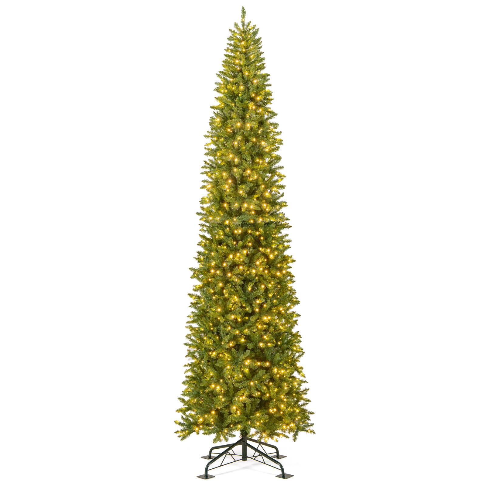 Front. Gymax - Gymax 12 FT Pre-Lit Artificial Christmas Tree w/2840 Branch Tips & 1000 LED Lights - Green.