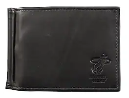 Rico Industries - Miami Heat Basketball RFID Blocking Shield Black Leather Moneyclip Wallet - Multi