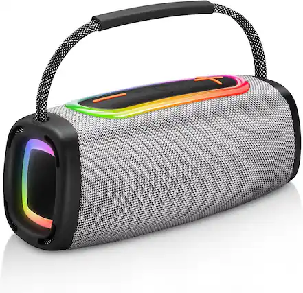 Front. PRIMEPLUS - Portable Bluetooth 5.3 Speaker with 60W Stereo Sound 24 Hour Playtime IP6 Waterproof and RGB Lights - Gray.