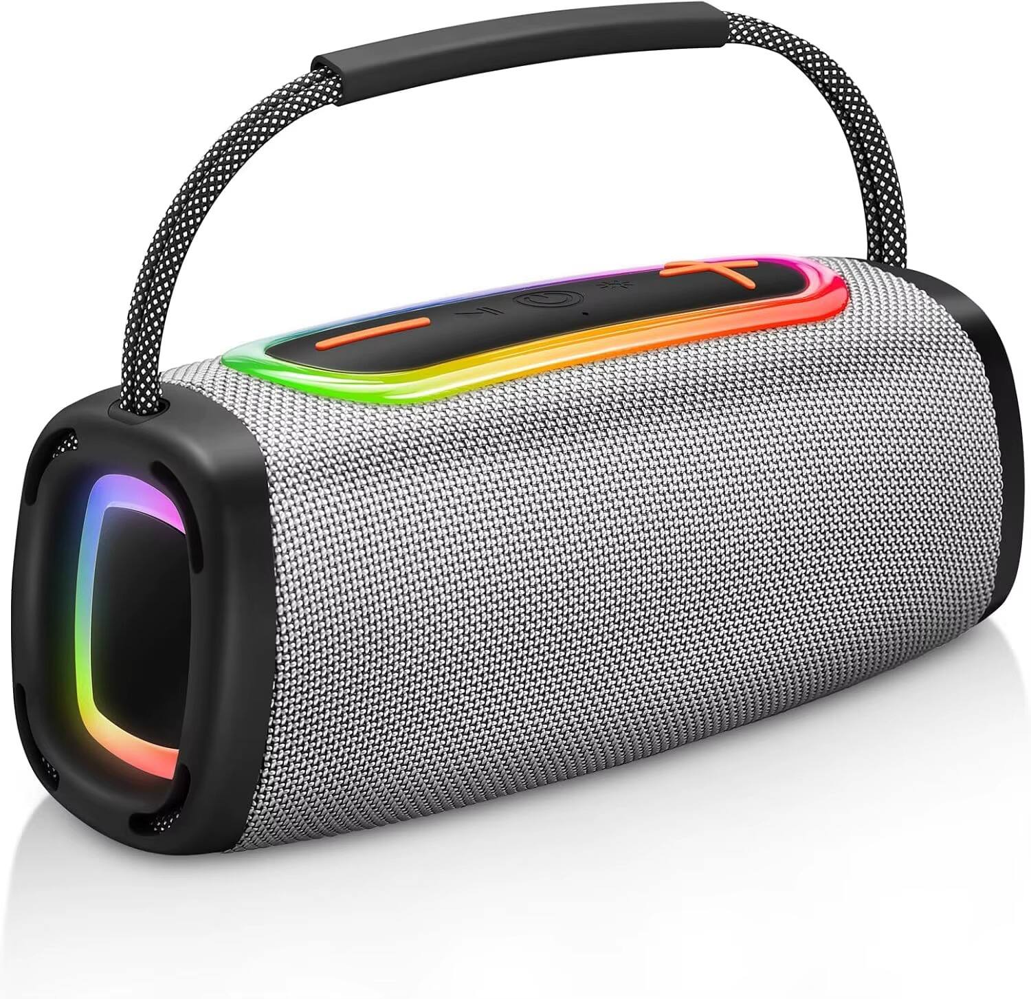 Front. PRIMEPLUS - Portable Bluetooth 5.3 Speaker with 60W Stereo Sound 24 Hour Playtime IP6 Waterproof and RGB Lights - Gray.