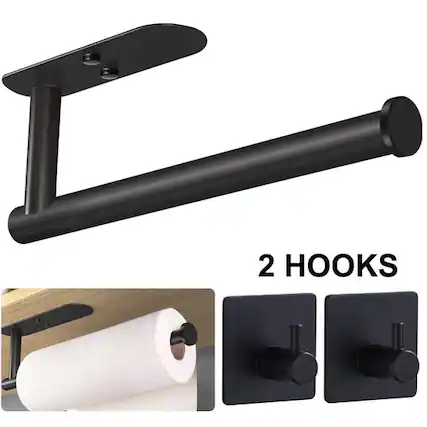 Front. Ocalpur - Ocalpur Paper Towel Holders with 2 Pack Adhesive Hooks, Wall Mount Kitchen Paper Holder Under Cabinet, Silver.