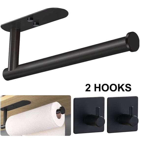 Front. Ocalpur - Ocalpur Paper Towel Holders with 2 Pack Adhesive Hooks, Wall Mount Kitchen Paper Holder Under Cabinet, Silver.
