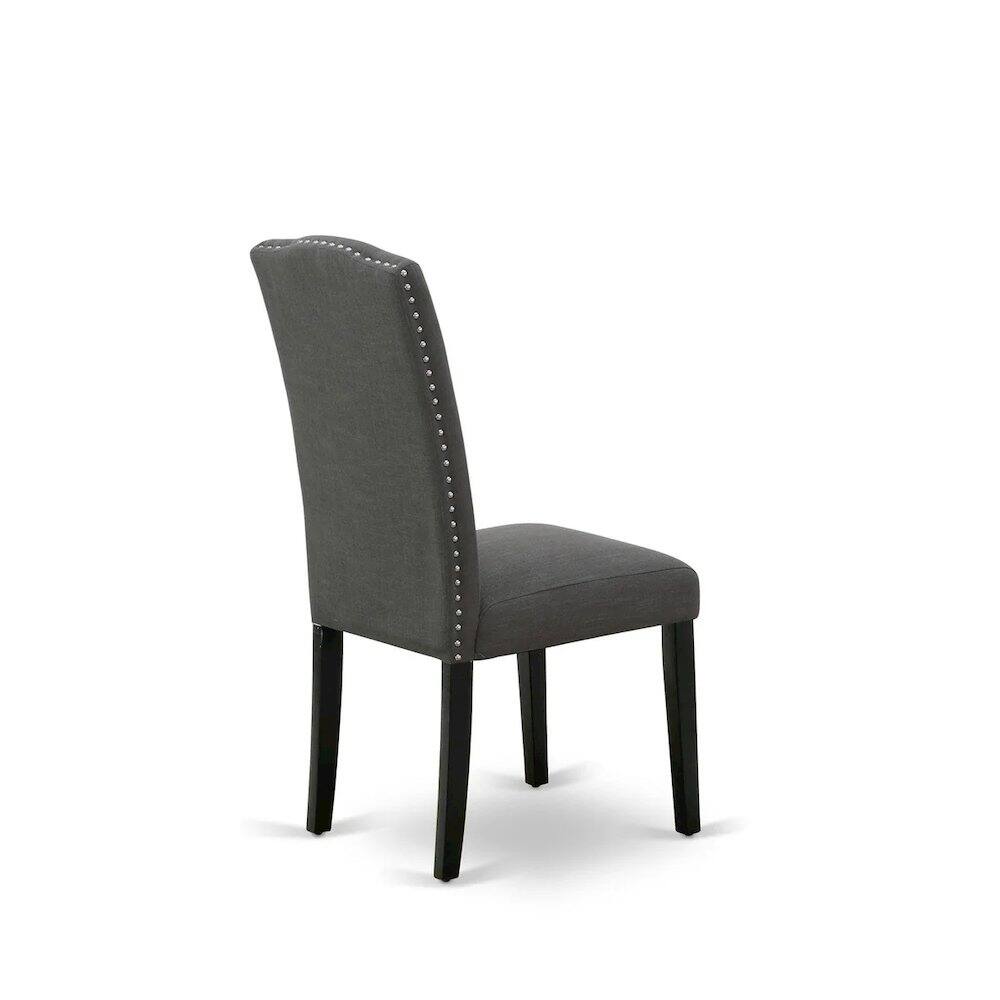 Alt View 2. East West Furniture - 7 Piece Modern Dining Table Set Consist of a Rectangle Wooden Table and 6 Dark Gotham Linen Fabric Upholstered Chairs - Black.
