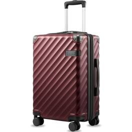 LUGGEX - 20 Inch Carry-On Luggage Airline Approved Expandable Polycarbonate Hard Shell Suitcase for Travelling - LX-EX - Cherry