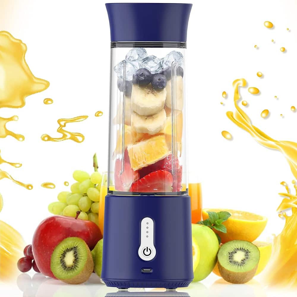 Schertz - 22oz Portable USB Blender, 150W Cordless Mini Smoothie Maker for Shakes, Juices, Travel, Gym, Office - Blue