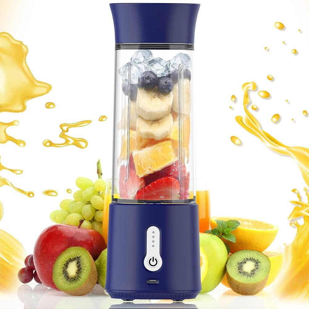 Front. Schertz - 22oz Portable USB Blender, 150W Cordless Mini Smoothie Maker for Shakes, Juices, Travel, Gym, Office - Blue.