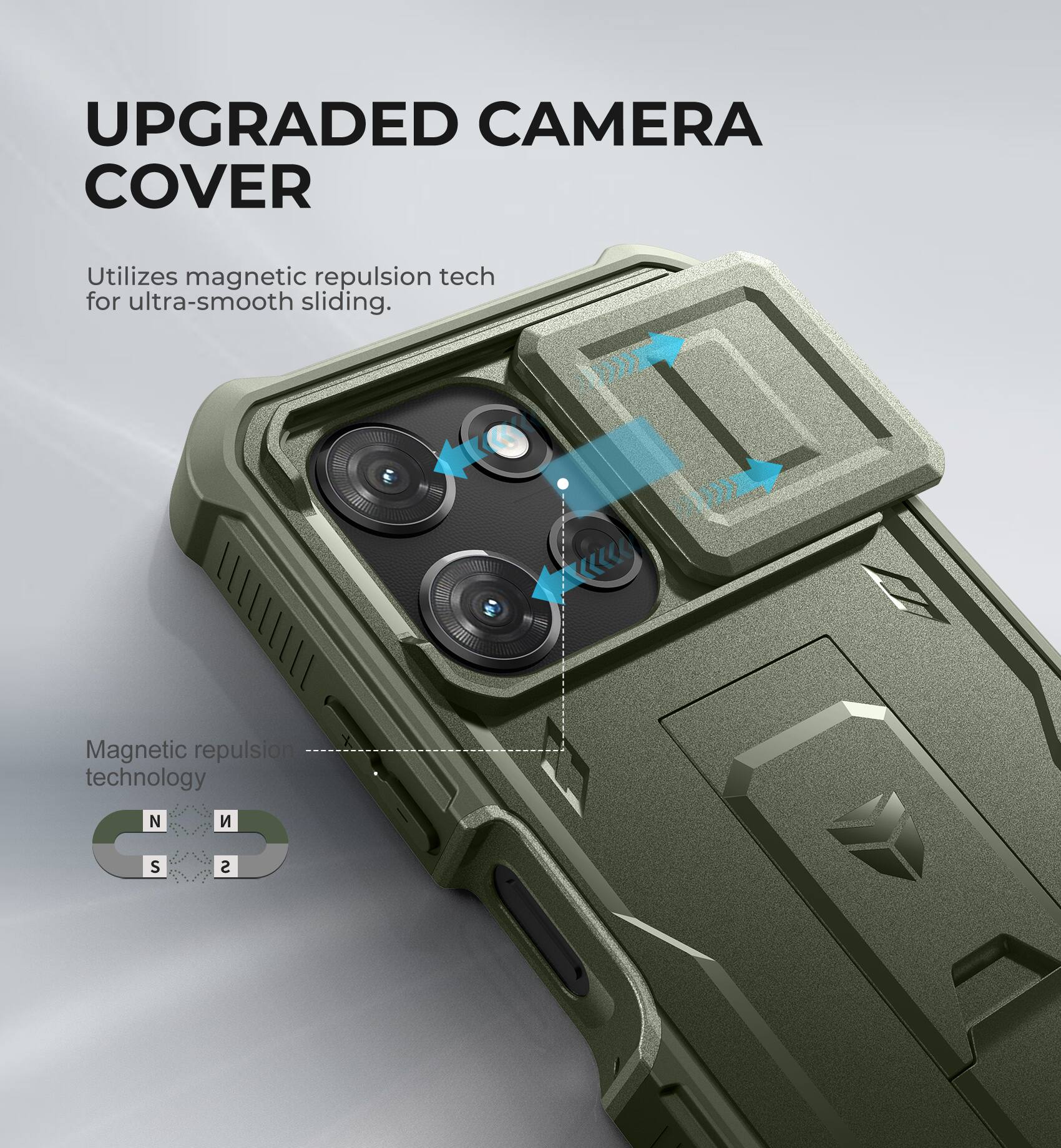 UPGRADED CAMERA COVER

Utilizes magnetic repulsion tech for ultra-smooth sliding.

Magnetic repulsion technology

N  S