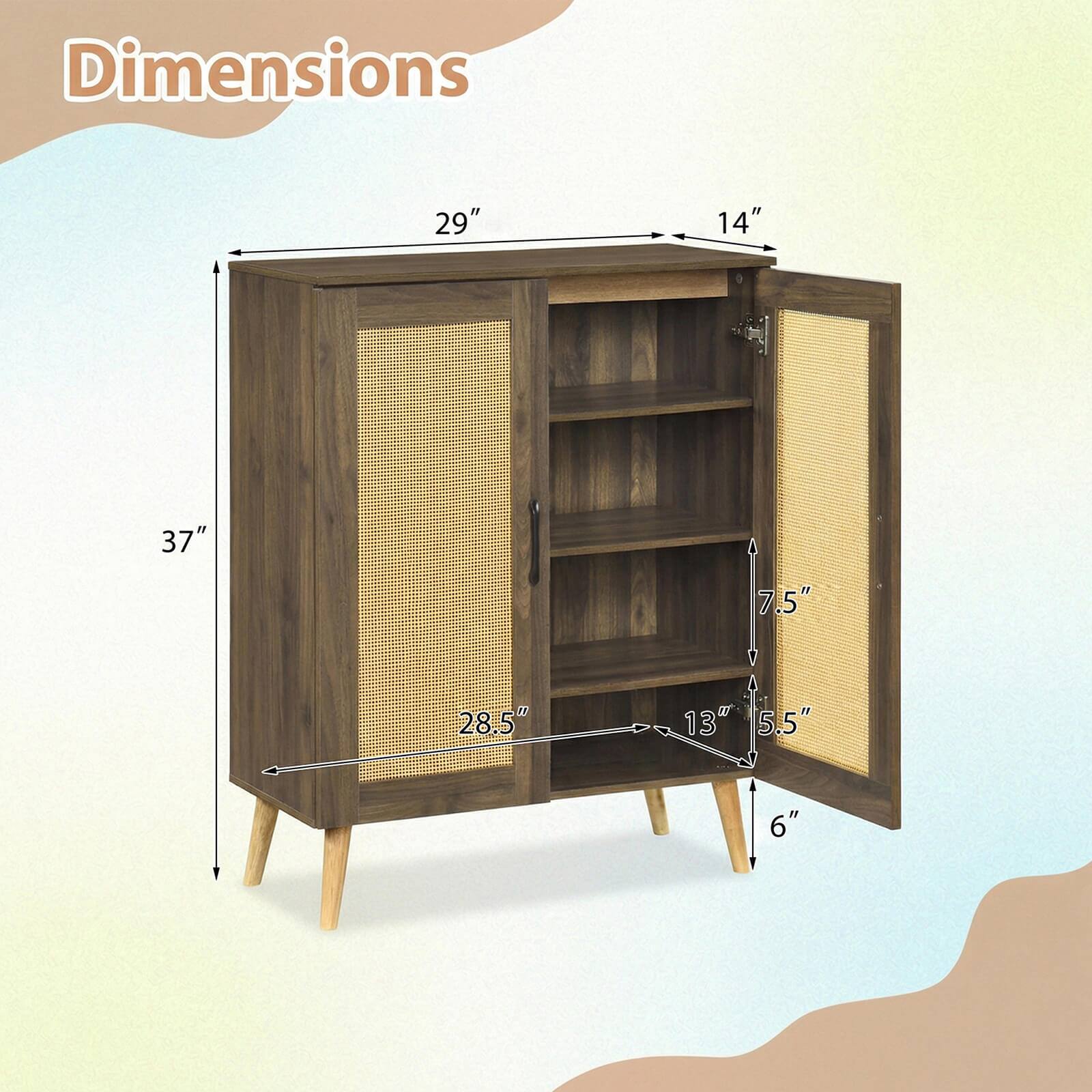 Dimensions: 29" x 14" x 37" x 7.5" x 28.5" x 13" x 5.5" x 6"