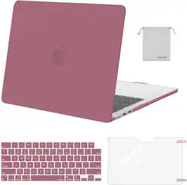 mosiso - Case for 13-inch MacBook Air M5 A3449 M4 A3240 M3 A3113 M2 A2681 with Keyboard Cover Screen Protector and Pouch - Dusty Rose