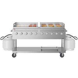Koolmore - 72 in. 10-Burner Commercial Outdoor Propane Gas Grill with Two 36 in. Griddles in Stainless-Steel, ETL (CGKIT7-G36G36) - Stainless Steel