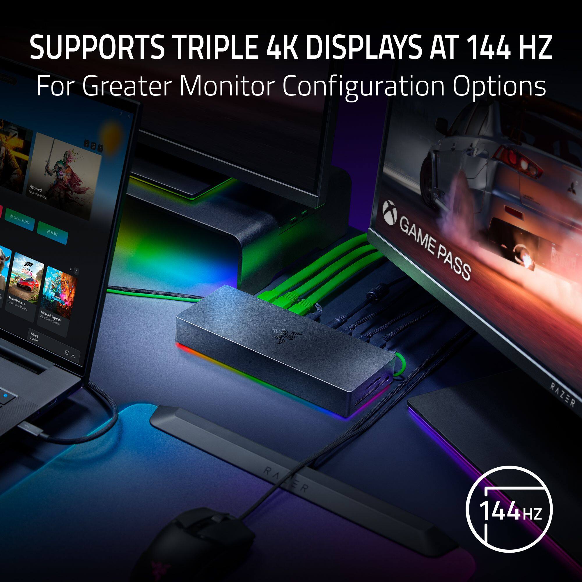 SUPPORTS TRIPLE 4K DISPLAYS AT 144 HZ For Greater Monitor Configuration Options - 1 - i - - GAME PASS ! RAZER R RAZER R 144Hz HZ