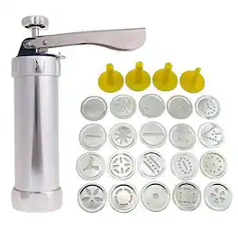 Giantpower - Stainless Steel Cookie Press Set with 20 Cookie Discs - Silver