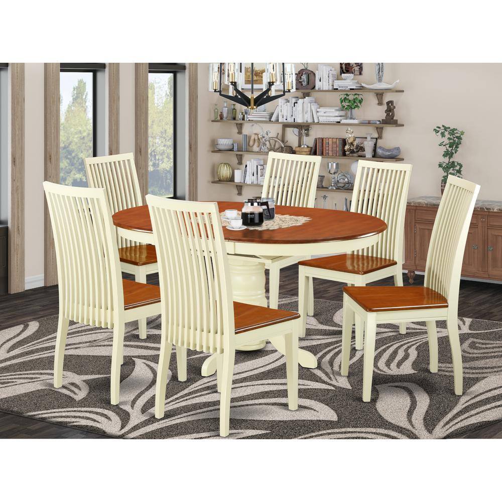 Back. East West Furniture - Dining Room Set Buttermilk & Cherry - Brown.