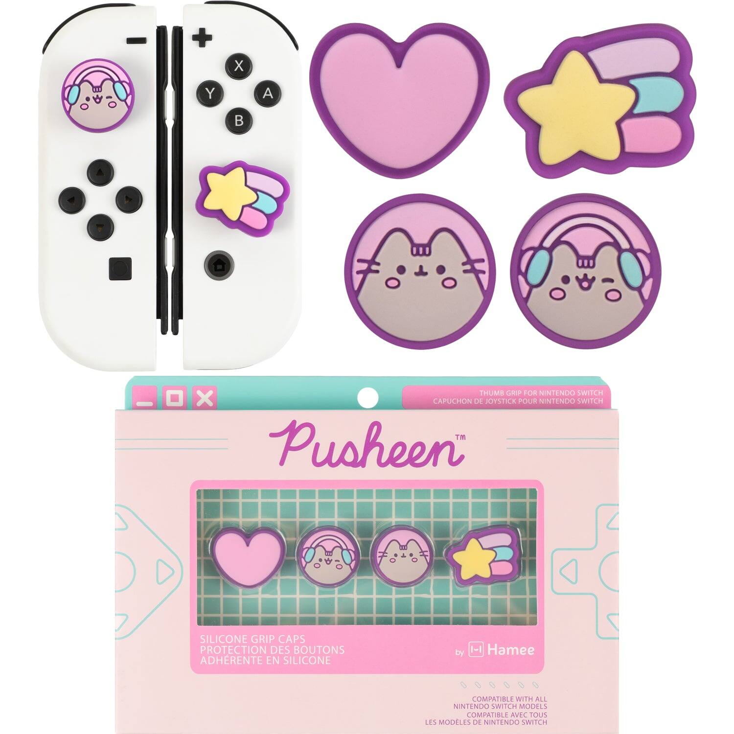 - THUMB GRIP FOR NINTENDO SWITCH X CAPUCHON DE JOYSTICK POUR NINTENDO SWITCH TM Pusheen
- SILICONE GRIP CAPS PROTECTION DES BOUTONS ADHÉRENTE EN SILICONE
- by Hamee
- COMPATIBLE WITH ALL NINTENDO SWITCH MODELS COMPATIBLE AVEC TOUS LES MODÈLES DE NINTENDO SWITCH