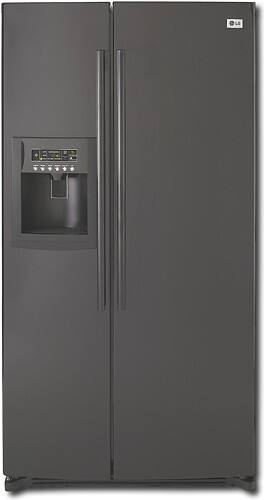 Front Standard. LG - 20.5 Cu. Ft. Counter-Depth Side-by-Side Refrigerator - Smooth Black.