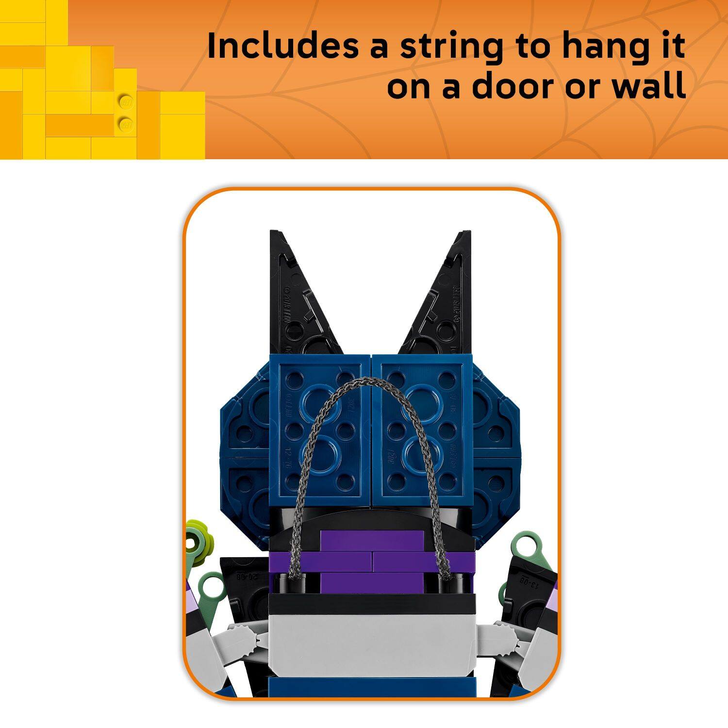 Includes a string to hang it on a door or wall