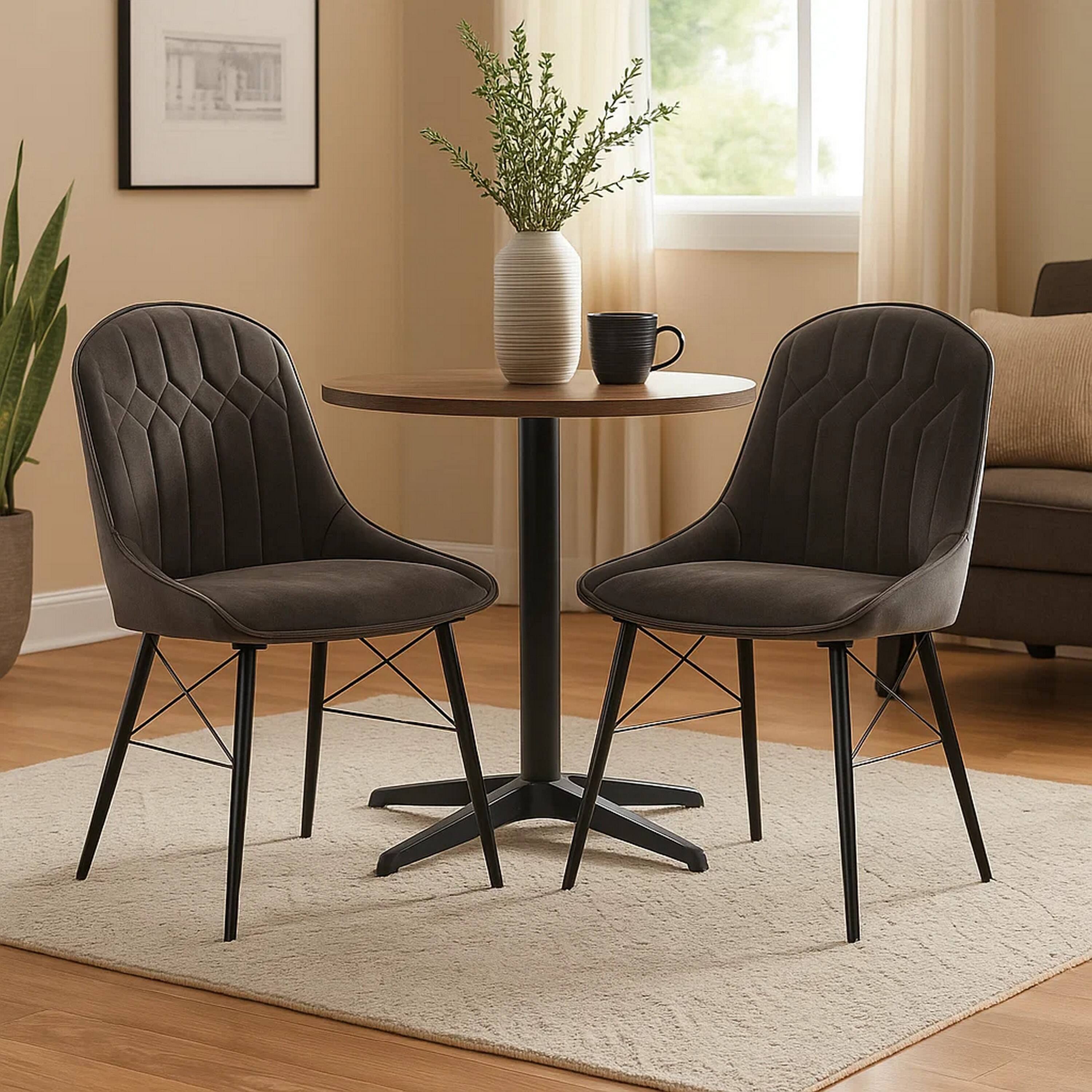 Alt View 5. Manhattan Lane - Fabric Upholstered Side Chair, Set of 2 - Gray and Black.