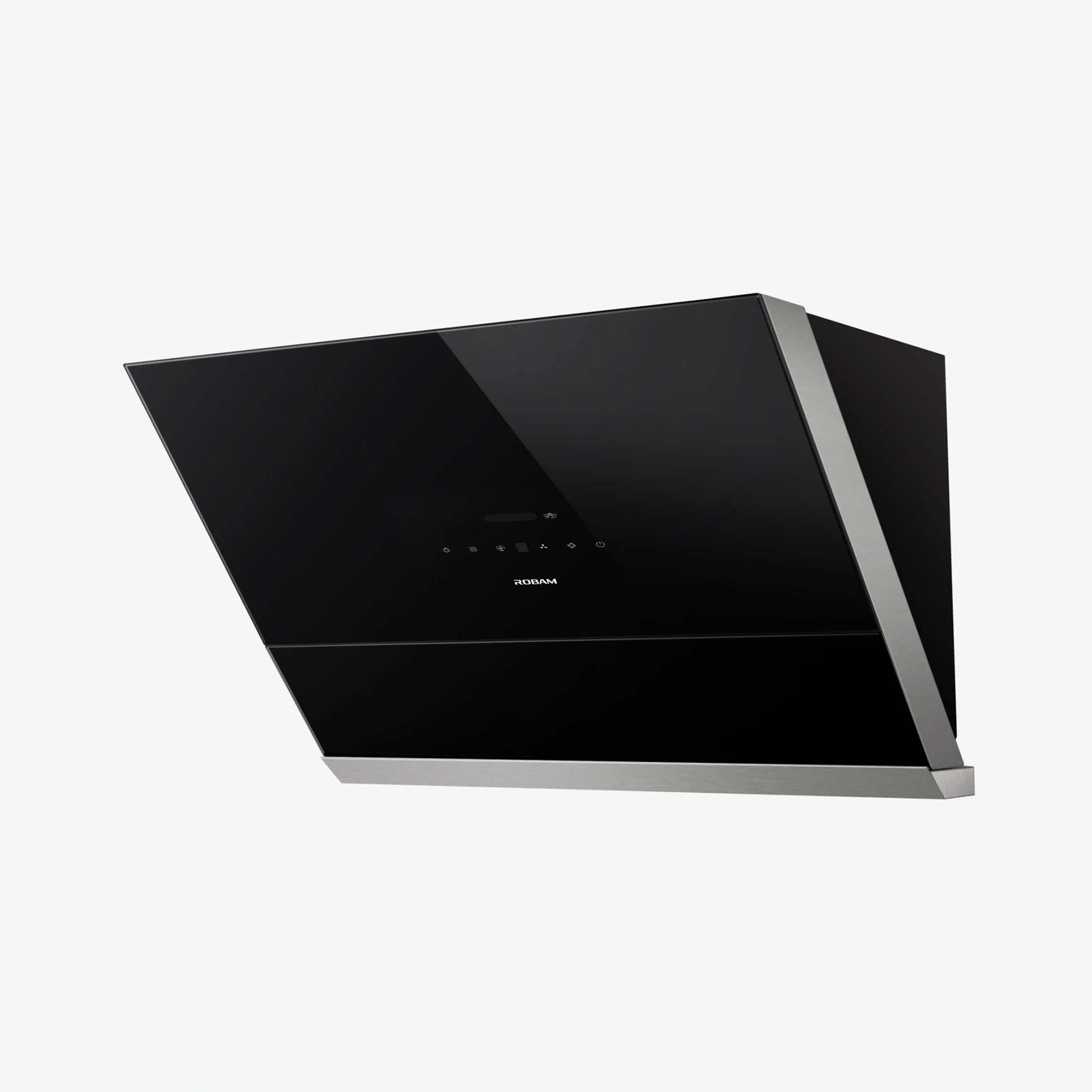 Angle. Robam - R Max 36 Inch 1400 CFM Range Hood with Gesture Control Auto Sync and Delay Shutoff, Wall/Cabinet Mount - Black.
