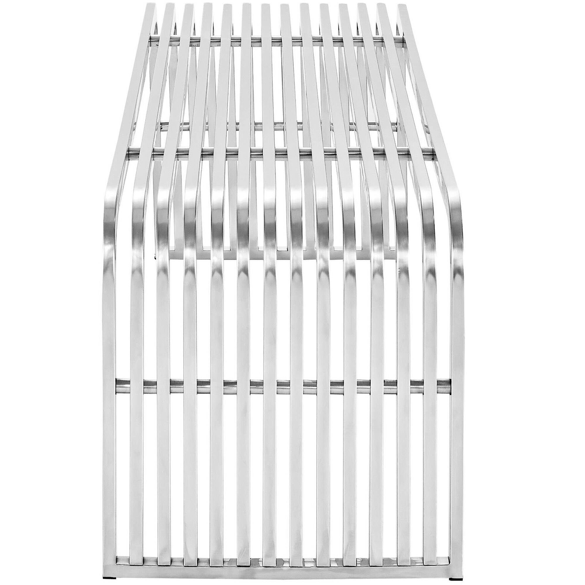 Angle. Modway - Pipe 60" Stainless Steel Bench by Modway - Silver.